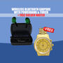 Wireless Bluetooth Earpods with Powerbank & Torch + Free Golden Watch (BSCW20)